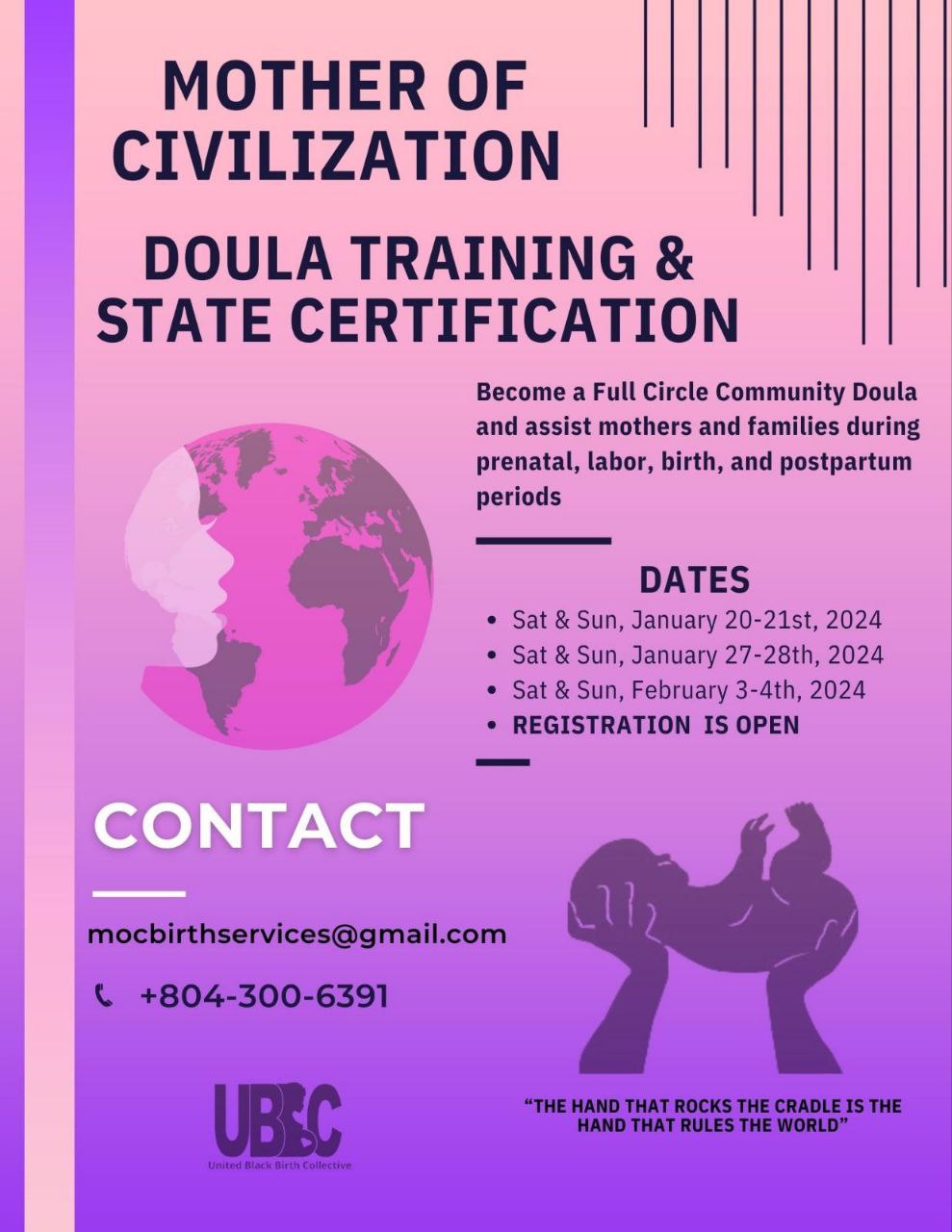 MOTHER OF CIVILIZATION DOULA TRAINING & STATE CERTIFICATION